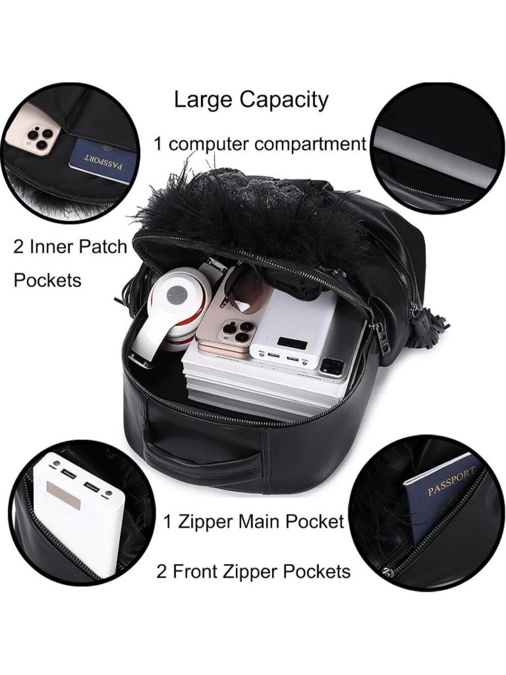 Women's Large Silver Skull Backpack Gothic Punk Halloween Horror 3D Chain Strap - Picture 4 of 6